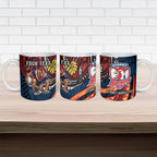 Personalised Sydney Roosters Ceramic Mug Polynesian Tribal Art Style With Aggressive Rooster Mascot