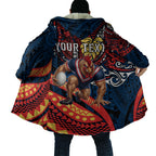 Personalised Sydney Roosters Cloak Polynesian Tribal Art Style With Aggressive Rooster Mascot