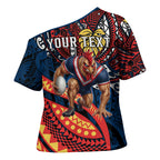 Personalised Sydney Roosters Cross Shoulder Shirt Polynesian Tribal Art Style With Aggressive Rooster Mascot