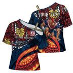 Personalised Sydney Roosters Cross Shoulder Shirt Polynesian Tribal Art Style With Aggressive Rooster Mascot