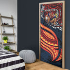 Personalised Sydney Roosters Door Cover Polynesian Tribal Art Style With Aggressive Rooster Mascot