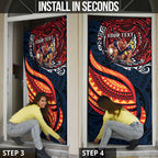 Personalised Sydney Roosters Door Cover Polynesian Tribal Art Style With Aggressive Rooster Mascot