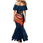 Personalised Sydney Roosters Family Matching Mermaid Dress and Hawaiian Shirt Polynesian Tribal Art Style With Aggressive Rooster Mascot