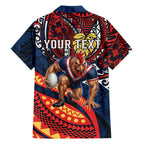 Personalised Sydney Roosters Family Matching Off The Shoulder Long Sleeve Dress and Hawaiian Shirt Polynesian Tribal Art Style With Aggressive Rooster Mascot