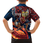 Personalised Sydney Roosters Family Matching Tank Maxi Dress and Hawaiian Shirt Polynesian Tribal Art Style With Aggressive Rooster Mascot