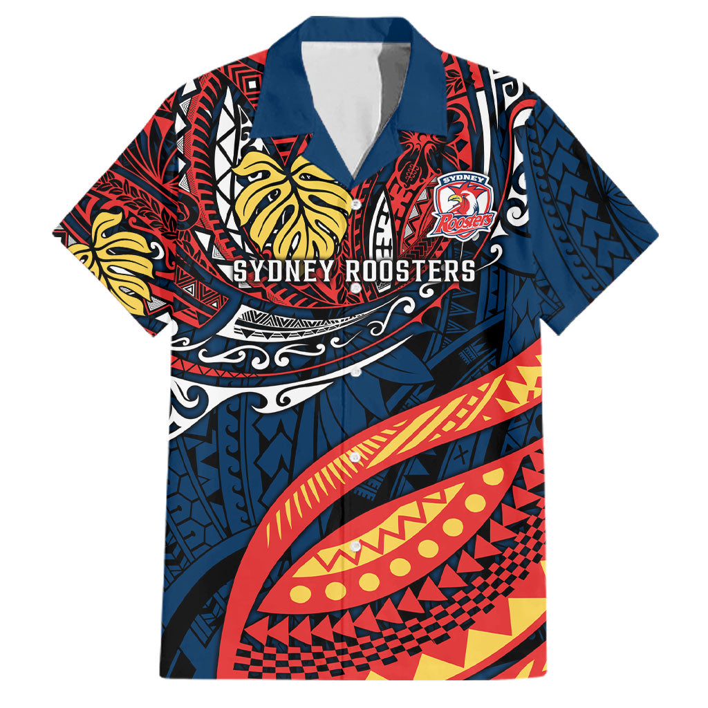 Personalised Sydney Roosters Family Matching Tank Maxi Dress and Hawaiian Shirt Polynesian Tribal Art Style With Aggressive Rooster Mascot
