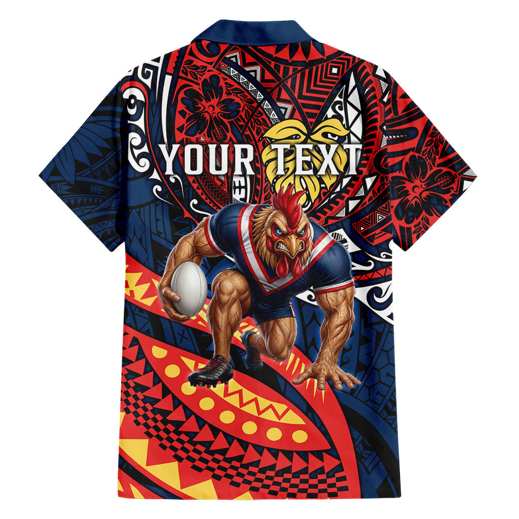 Personalised Sydney Roosters Family Matching Tank Maxi Dress and Hawaiian Shirt Polynesian Tribal Art Style With Aggressive Rooster Mascot