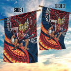 Personalised Sydney Roosters Garden Flag Polynesian Tribal Art Style With Aggressive Rooster Mascot