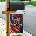 Personalised Sydney Roosters Garden Flag Polynesian Tribal Art Style With Aggressive Rooster Mascot