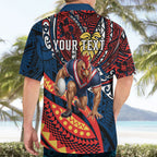 Personalised Sydney Roosters Hawaiian Shirt Polynesian Tribal Art Style With Aggressive Rooster Mascot
