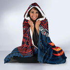 Personalised Sydney Roosters Hooded Blanket Polynesian Tribal Art Style With Aggressive Rooster Mascot
