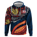 Personalised Sydney Roosters Hoodie Polynesian Tribal Art Style With Aggressive Rooster Mascot