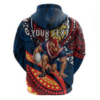 Personalised Sydney Roosters Hoodie Polynesian Tribal Art Style With Aggressive Rooster Mascot
