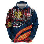 Personalised Sydney Roosters Hoodie Polynesian Tribal Art Style With Aggressive Rooster Mascot