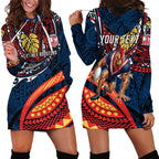 Personalised Sydney Roosters Hoodie Dress Polynesian Tribal Art Style With Aggressive Rooster Mascot