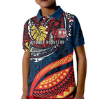 Personalised Sydney Roosters Kid Polo Shirt Polynesian Tribal Art Style With Aggressive Rooster Mascot