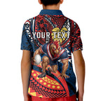Personalised Sydney Roosters Kid Polo Shirt Polynesian Tribal Art Style With Aggressive Rooster Mascot