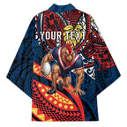 Personalised Sydney Roosters Kimono Polynesian Tribal Art Style With Aggressive Rooster Mascot