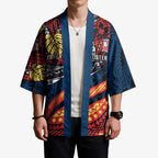 Personalised Sydney Roosters Kimono Polynesian Tribal Art Style With Aggressive Rooster Mascot