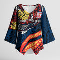 Personalised Sydney Roosters Kimono Sleeve Blouse Polynesian Tribal Art Style With Aggressive Rooster Mascot