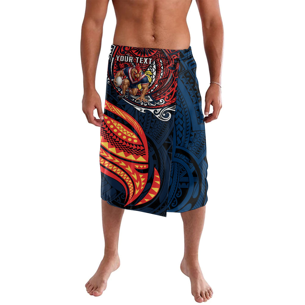 Personalised Sydney Roosters Lavalava Polynesian Tribal Art Style With Aggressive Rooster Mascot