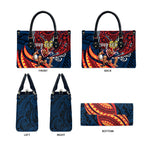 Personalised Sydney Roosters Leather Bag Polynesian Tribal Art Style With Aggressive Rooster Mascot