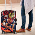 Personalised Sydney Roosters Luggage Cover Polynesian Tribal Art Style With Aggressive Rooster Mascot