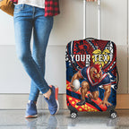Personalised Sydney Roosters Luggage Cover Polynesian Tribal Art Style With Aggressive Rooster Mascot
