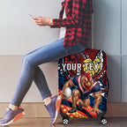 Personalised Sydney Roosters Luggage Cover Polynesian Tribal Art Style With Aggressive Rooster Mascot