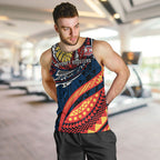Personalised Sydney Roosters Men Tank Top Polynesian Tribal Art Style With Aggressive Rooster Mascot