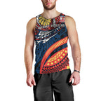 Personalised Sydney Roosters Men Tank Top Polynesian Tribal Art Style With Aggressive Rooster Mascot