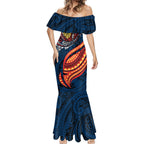 Personalised Sydney Roosters Mermaid Dress Polynesian Tribal Art Style With Aggressive Rooster Mascot
