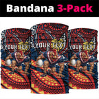 Personalised Sydney Roosters Neck Gaiter Polynesian Tribal Art Style With Aggressive Rooster Mascot