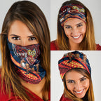 Personalised Sydney Roosters Neck Gaiter Polynesian Tribal Art Style With Aggressive Rooster Mascot