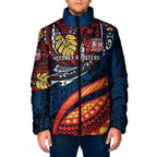 Personalised Sydney Roosters Padded Jacket Polynesian Tribal Art Style With Aggressive Rooster Mascot