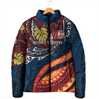 Personalised Sydney Roosters Padded Jacket Polynesian Tribal Art Style With Aggressive Rooster Mascot