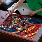 Personalised Sydney Roosters Puzzle Polynesian Tribal Art Style With Aggressive Rooster Mascot