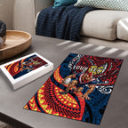 Personalised Sydney Roosters Puzzle Polynesian Tribal Art Style With Aggressive Rooster Mascot