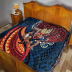 Personalised Sydney Roosters Quilt Polynesian Tribal Art Style With Aggressive Rooster Mascot