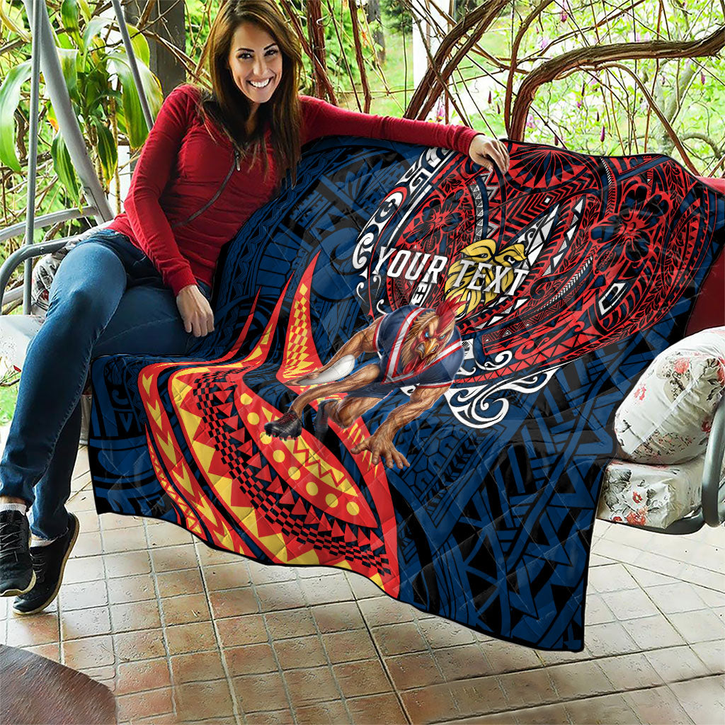 Personalised Sydney Roosters Quilt Polynesian Tribal Art Style With Aggressive Rooster Mascot