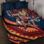 Personalised Sydney Roosters Quilt Bed Set Polynesian Tribal Art Style With Aggressive Rooster Mascot