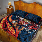Personalised Sydney Roosters Quilt Bed Set Polynesian Tribal Art Style With Aggressive Rooster Mascot