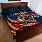 Personalised Sydney Roosters Quilt Bed Set Polynesian Tribal Art Style With Aggressive Rooster Mascot