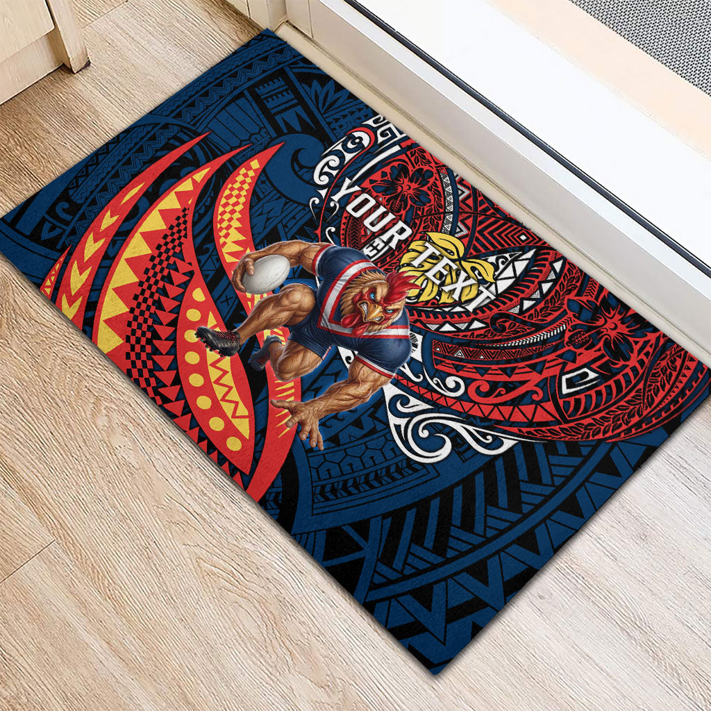 Personalised Sydney Roosters Rubber Doormat Polynesian Tribal Art Style With Aggressive Rooster Mascot