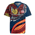 Personalised Sydney Roosters Rugby Jersey Polynesian Tribal Art Style With Aggressive Rooster Mascot