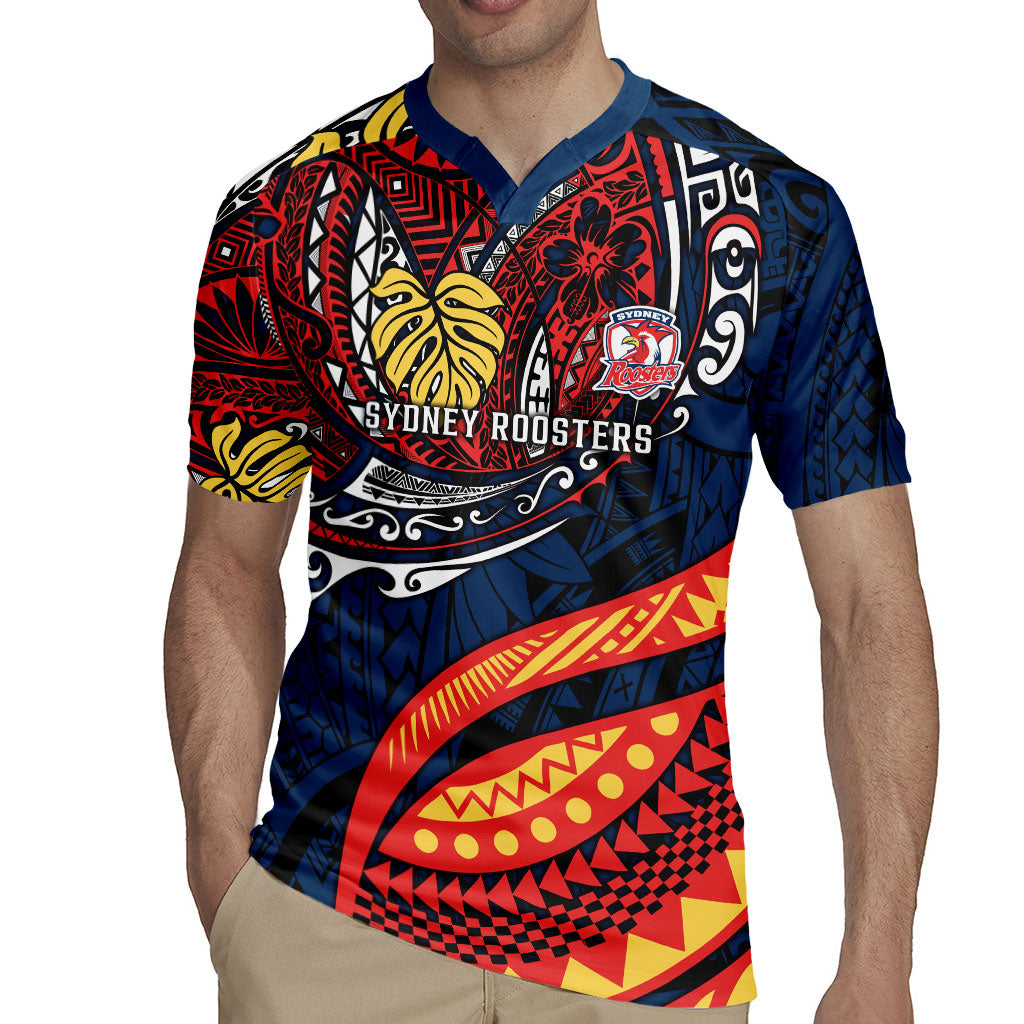 Personalised Sydney Roosters Rugby Jersey Polynesian Tribal Art Style With Aggressive Rooster Mascot