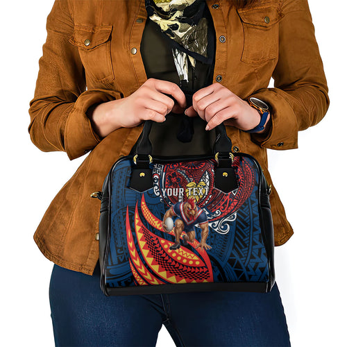 Personalised Sydney Roosters Shoulder Handbag Polynesian Tribal Art Style With Aggressive Rooster Mascot
