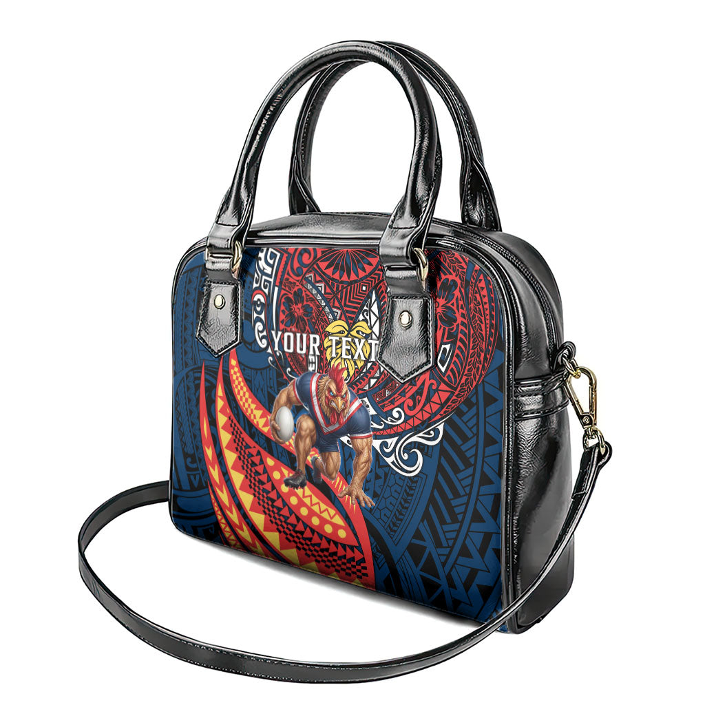 Personalised Sydney Roosters Shoulder Handbag Polynesian Tribal Art Style With Aggressive Rooster Mascot