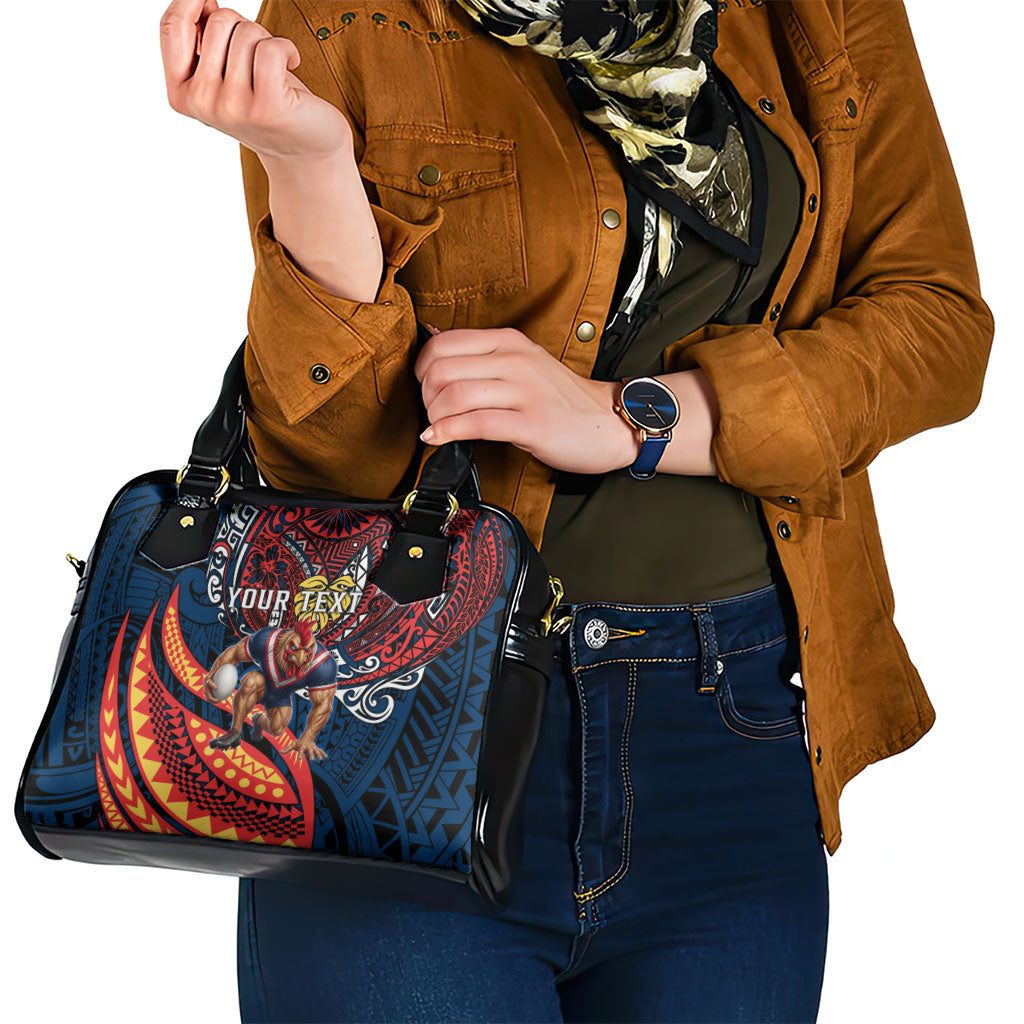 Personalised Sydney Roosters Shoulder Handbag Polynesian Tribal Art Style With Aggressive Rooster Mascot