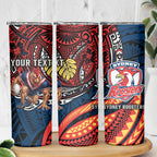 Personalised Sydney Roosters Skinny Tumbler Polynesian Tribal Art Style With Aggressive Rooster Mascot